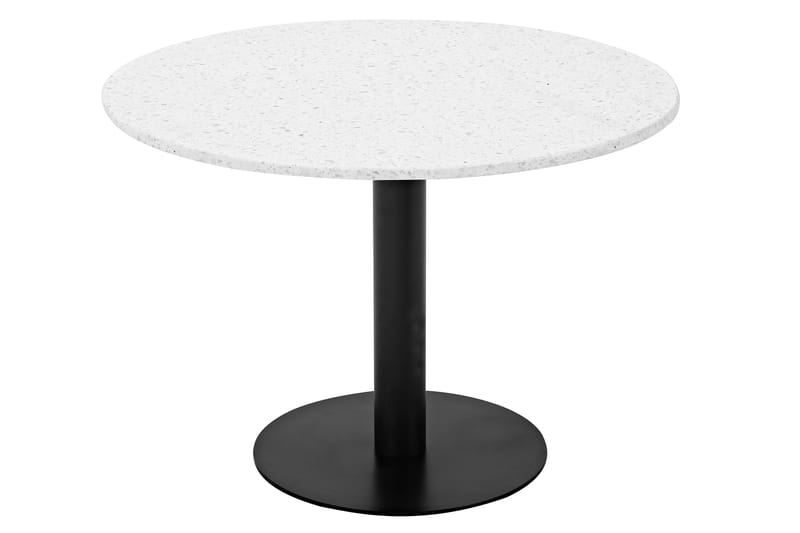 Razzia Rundt Spisebord 106 cm med Marmorplate, Terrazzo- og Metallutseende - Hvit|Svart - Møbler - Bord - Spisebord & kjøkkenbord