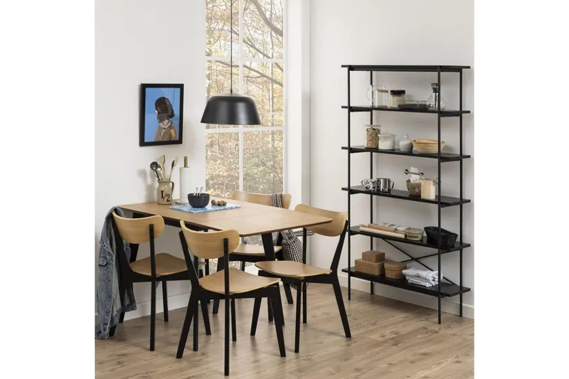 Roxby Rektangulært Spisebord 120x80 cm i Tre med Metallben - Svart|Brun - Møbler - Bord - Spisebord & kjøkkenbord
