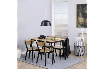 Roxby Rektangulært Spisebord 120x80 cm i Tre med Metallben - Svart|Brun - Møbler - Bord - Spisebord & kjøkkenbord
