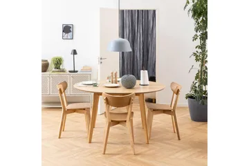 Roxby Rundt Spisebord 105 cm med Tre- og Eikeutseende - Natur - Møbler - Bord - Spisebord & kjøkkenbord