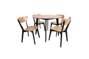 Roxby Rundt Spisebord 105 cm med Tre- og Ekeutseende - Svart|Brun - Møbler - Bord - Spisebord & kjøkkenbord