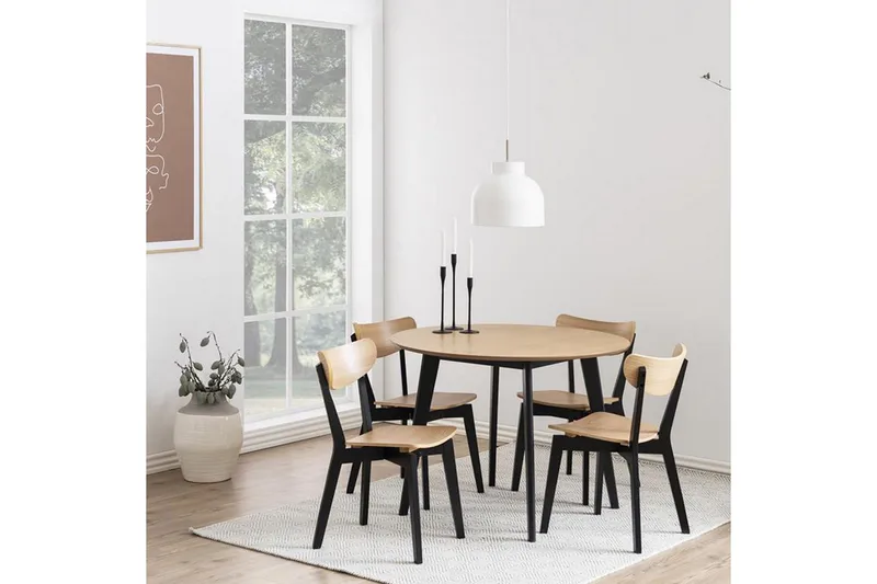 Roxby Spisebord 105 cm Eik/Svart - Møbler - Bord - Spisebord & kjøkkenbord