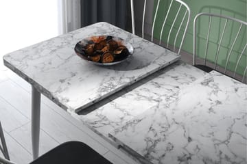 Saidie Uttrekkbart Rektangulært Spisebord 120 cm i Tre med Marmorutseende - Hvit - Møbler - Bord - Spisebord & kjøkkenbord