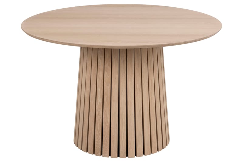 Saku Rundt Spisebord 120 cm med Tre- og Eikeutseende - Hvit - Møbler - Bord - Spisebord & kjøkkenbord