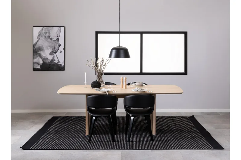 Saku Stort Rektangulært Spisebord 220 cm med Tre- og Eikeutseende - Hvit - Møbler - Bord - Spisebord & kjøkkenbord