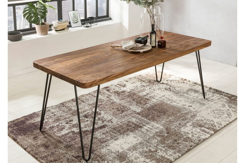 Samhita Rektangulært Spisebord 120 cm i Tre med Metallben - Brun - Møbler - Bord - Spisebord & kjøkkenbord