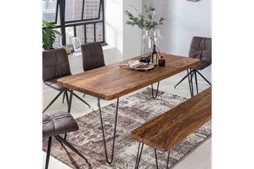 Samhita Rektangulært Spisebord 120 cm i Tre med Metallben - Brun - Møbler - Bord - Spisebord & kjøkkenbord