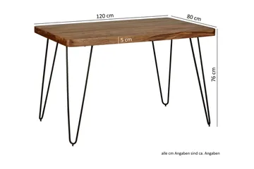Samhita Rektangulært Spisebord 120 cm i Tre med Metallben - Brun - Møbler - Bord - Spisebord & kjøkkenbord