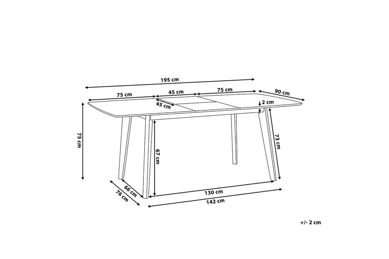 Sanford Spisebord 195 cm - Hvit - Møbler - Bord - Spisebord & kjøkkenbord