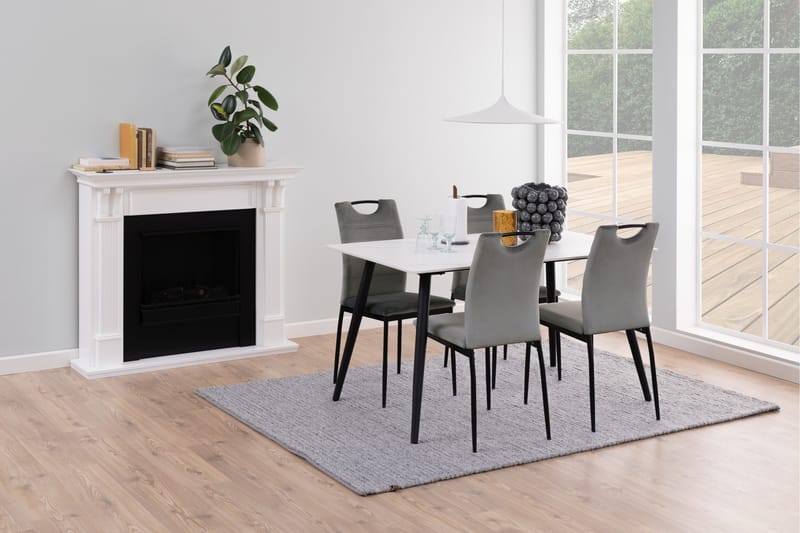 Sanjoan Rektangulært Spisebord 140 cm med Keramikkplate, Marmor- og Metalllook - Hvit - Møbler - Bord - Spisebord & kjøkkenbord