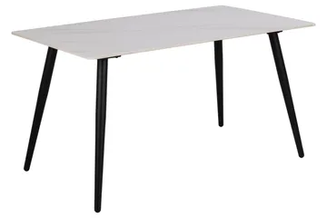 Sanjoan Rektangulært Spisebord 140 cm med Keramikkplate, Marmor- og Metalllook - Hvit - Møbler - Bord - Spisebord & kjøkkenbord