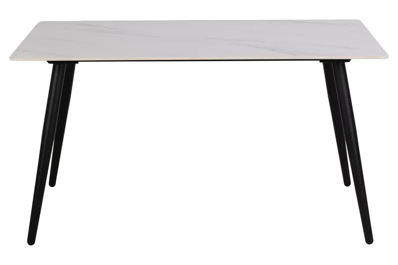 Sanjoan Rektangulært Spisebord 140 cm med Keramikkplate, Marmor- og Metalllook - Hvit - Møbler - Bord - Spisebord & kjøkkenbord