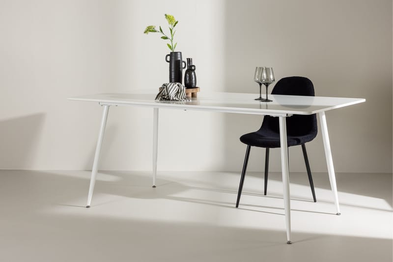 Silar Rektangulært Spisebord 180 cm med Metalllook - Hvit - Møbler - Bord - Spisebord & kjøkkenbord