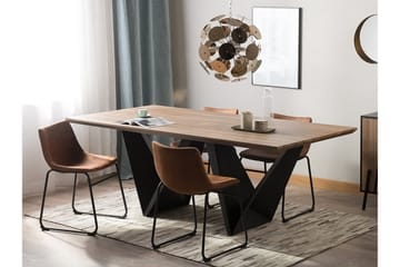 Sintra Stort Rektangulært Spisebord 200 cm i Tre med Eik- og Metallutseende - Brun - Møbler - Bord - Spisebord & kjøkkenbord