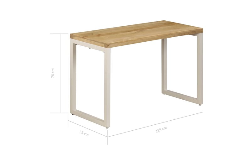 Spisebord 115x55x76 cm heltre mango og stål - Beige|Hvit - Spisebord & kjøkkenbord