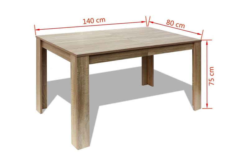 Spisebord 140x80x75 cm Eik - Brun - Spisebord & kjøkkenbord