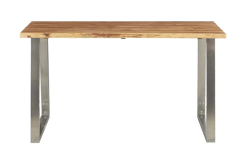 Spisebord 140x80x75 cm heltre akasie og rustfritt stål - Brun - Spisebord & kjøkkenbord