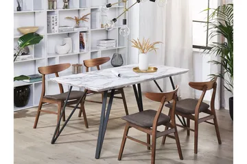 Spisebord 150 x 80 cm marmoreffekt / svart MOLDEN - Hvit - Møbler - Bord - Spisebord & kjøkkenbord