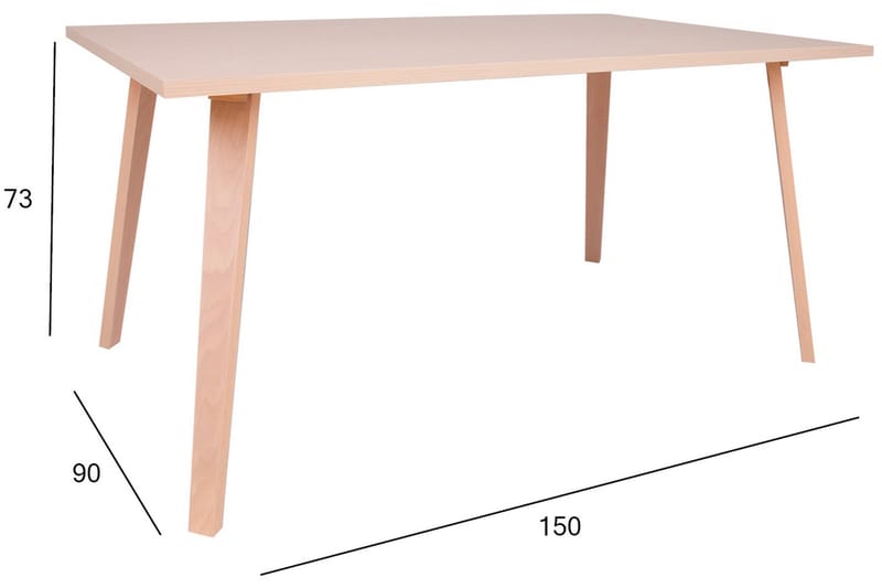 Spisebord Adora 150x90x73 cm Lys Bøk - Spisebord & kjøkkenbord