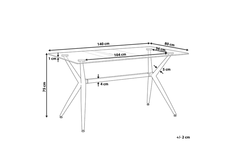 Spisebord Aramina 140 cm - Glass/Svart - Spisebord & kjøkkenbord