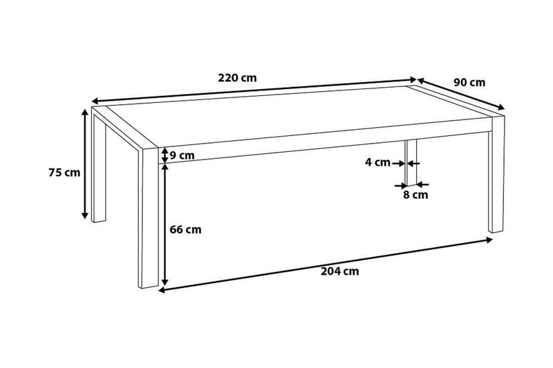 Spisebord Arctic I 220 cm - Hvit - Spisebord & kjøkkenbord