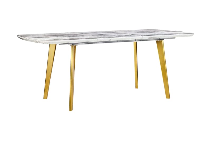 Spisebord Aukland 200 cm Sammenleggbart - Hvit/Gull - Sammenleggbart bord - Spisebord & kjøkkenbord