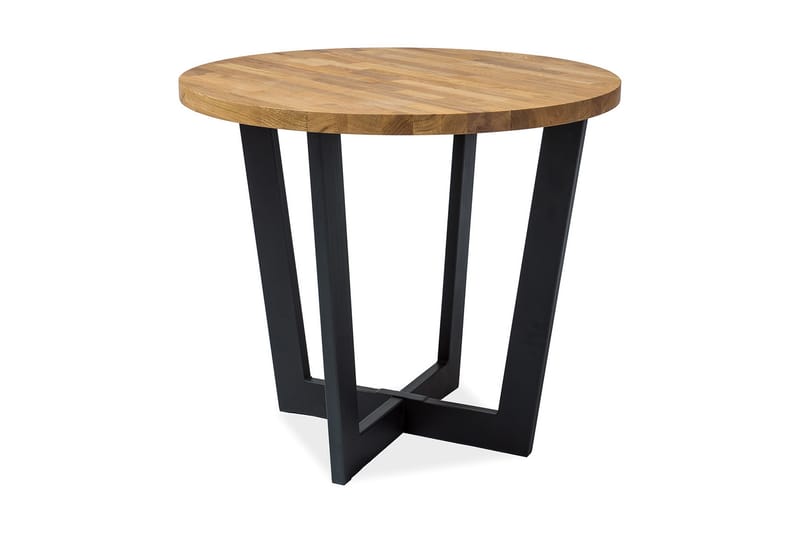 Spisebord Bremt 90 cm Rundt - Eik/Svart - Spisebord & kjøkkenbord