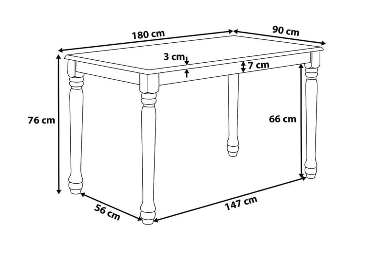 Spisebord Cary 180 cm - Hvit - Spisebord & kjøkkenbord