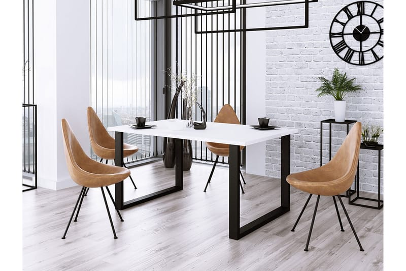 Spisebord Ciapin 185 cm - Hvit/Svart - Spisebord & kjøkkenbord