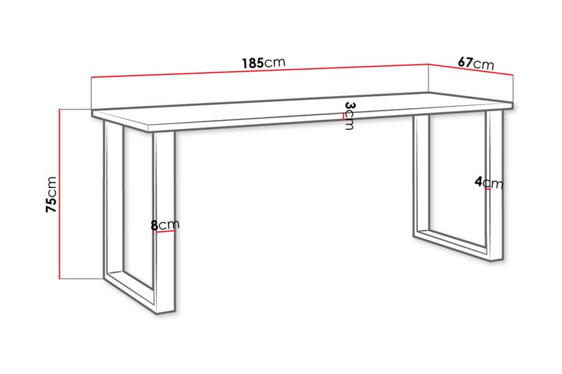 Spisebord Ciapin 185 cm - Svart/Hvit - Spisebord & kjøkkenbord