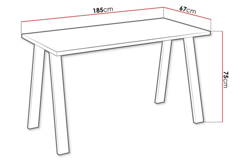 Spisebord Cisy 185 cm - Hvit/Svart - Spisebord & kjøkkenbord