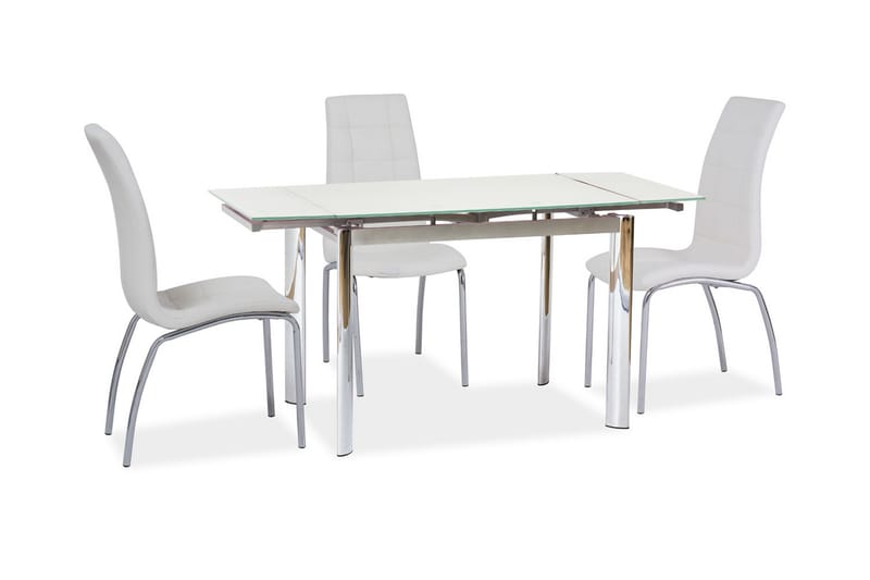 Spisebord Coriua Forlengningsbart 100 cm - Glass/Hvit/Sølv - Spisebord & kjøkkenbord