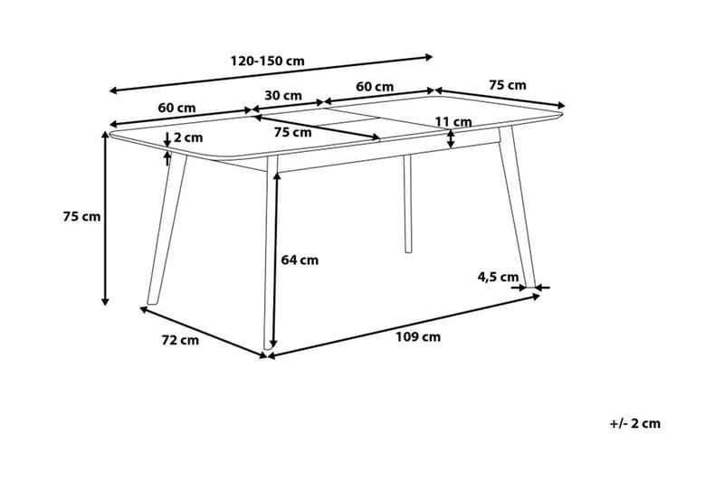 Spisebord Dansbury Sammenleggbart 120-150x75 cm - Tre|Natur - Møbler - Bord - Spisebord & kjøkkenbord