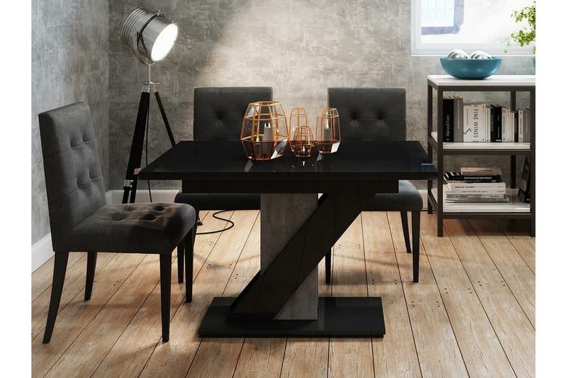 Spisebord Denogal 80 cm - Sort høyglans - Møbler - Bord - Spisebord & kjøkkenbord