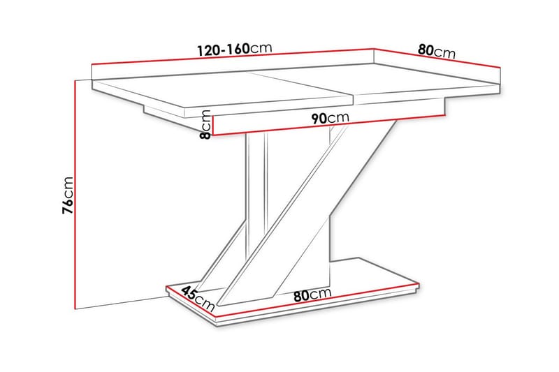 Spisebord Denogal 80 cm - Sort høyglans - Møbler - Bord - Spisebord & kjøkkenbord