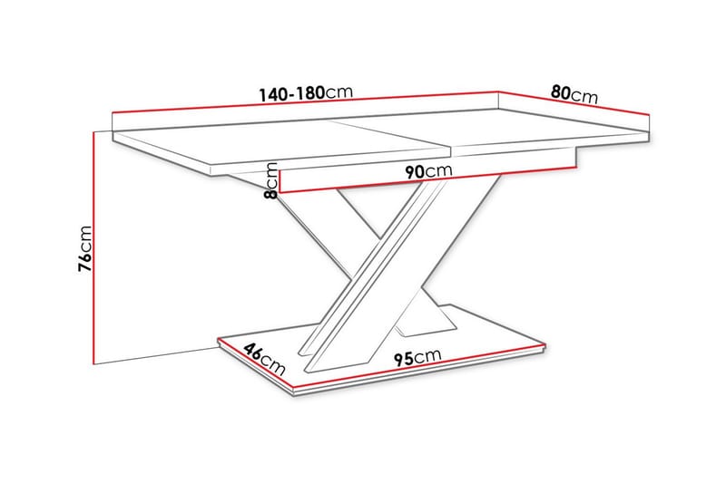 Spisebord Denogal 80 cm - Sort høyglans - Møbler - Bord - Spisebord & kjøkkenbord