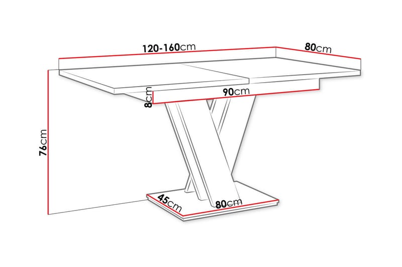 Spisebord Denogal 80 cm - Sort høyglans - Møbler - Bord - Spisebord & kjøkkenbord