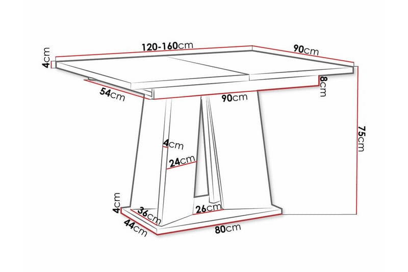 Spisebord Denogal 90 cm - Sort høyglans - Møbler - Bord - Spisebord & kjøkkenbord
