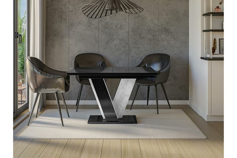 Spisebord Denogal 90 cm - Sort høyglans - Møbler - Bord - Spisebord & kjøkkenbord