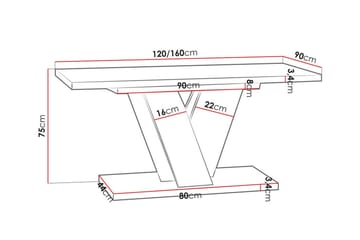 Spisebord Denogal 90 cm - Sort høyglans - Møbler - Bord - Spisebord & kjøkkenbord