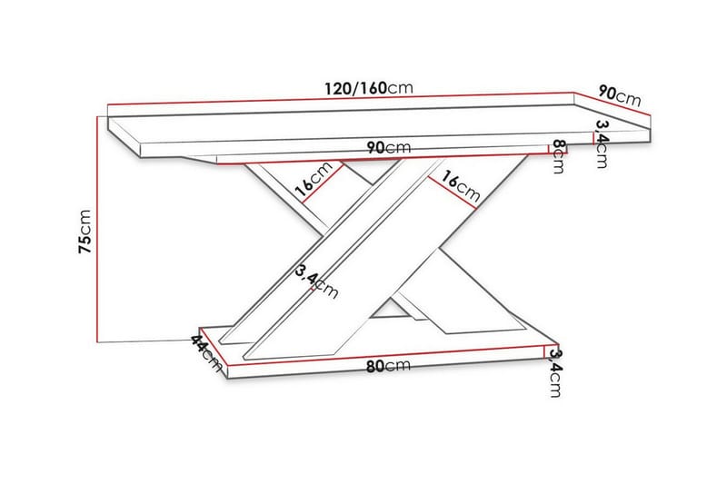 Spisebord Denogal 90 cm - Sort høyglans - Møbler - Bord - Spisebord & kjøkkenbord