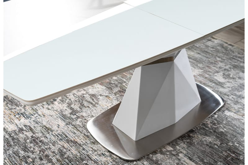 Spisebord Duette Forlengningsbart 160 cm - Glass/Hvit Matt Lakk - Spisebord & kjøkkenbord