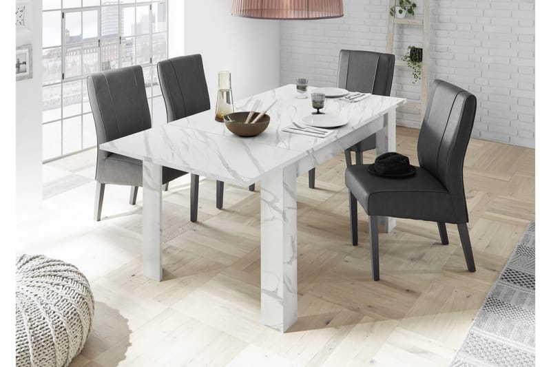 Spisebord Forlengningsbart Ghiaccio 137 cm - Hvit Marmor - Spisebord & kjøkkenbord