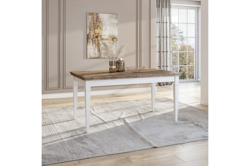 Spisebord Getafez Uttrekkbart 160 cm - Hvit / Natur - Spisebord & kjøkkenbord