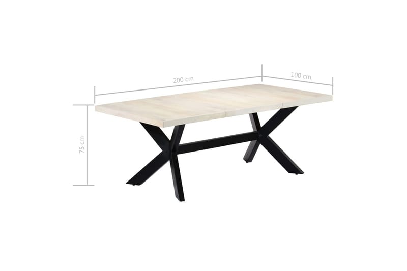 Spisebord hvit 200x100x75 cm heltre mango - Spisebord & kjøkkenbord