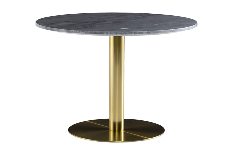 Spisebord Justine 106 cm Rundt Marmor - Grå|Børstet Messing - Spisebord & kjøkkenbord - Marmorbord