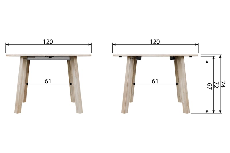 Spisebord Kaiti Forlengningsbart 120 cm Rund - Eik - Møbler - Bord - Spisebord & kjøkkenbord