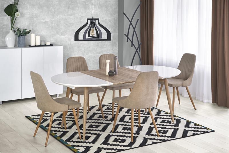 Spisebord Kiplin Forlengningsbart 120 cm - Hvit|Eik - Spisebord & kjøkkenbord