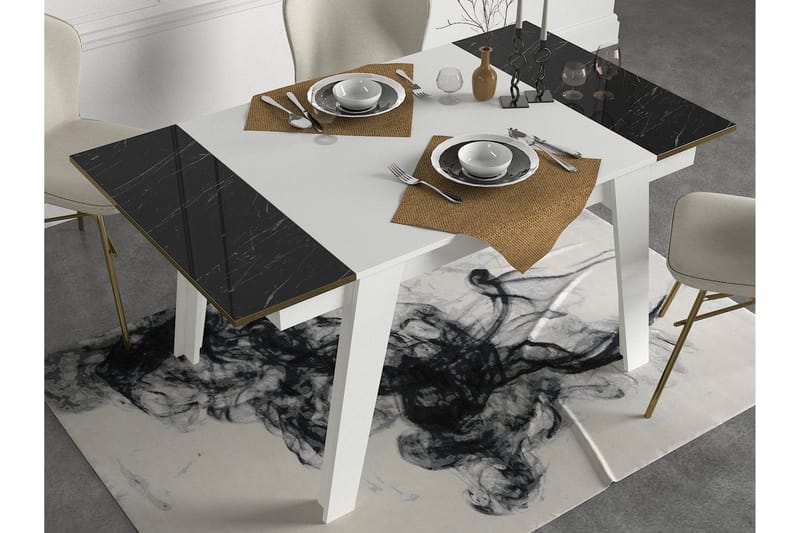 Spisebord Komatz 149 cm - Hvit|Gull|Svart - Spisebord & kjøkkenbord