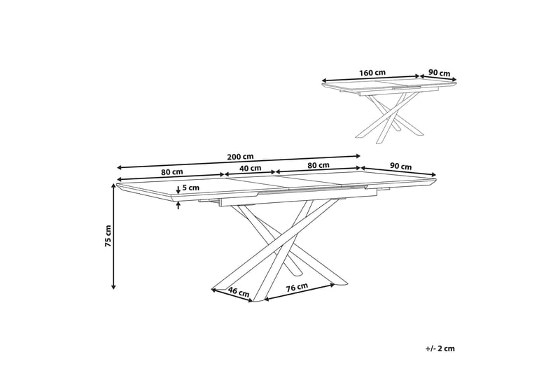 Spisebord Layrac 200 cm Sammenleggbart - Hvit - Sammenleggbart bord - Spisebord & kjøkkenbord